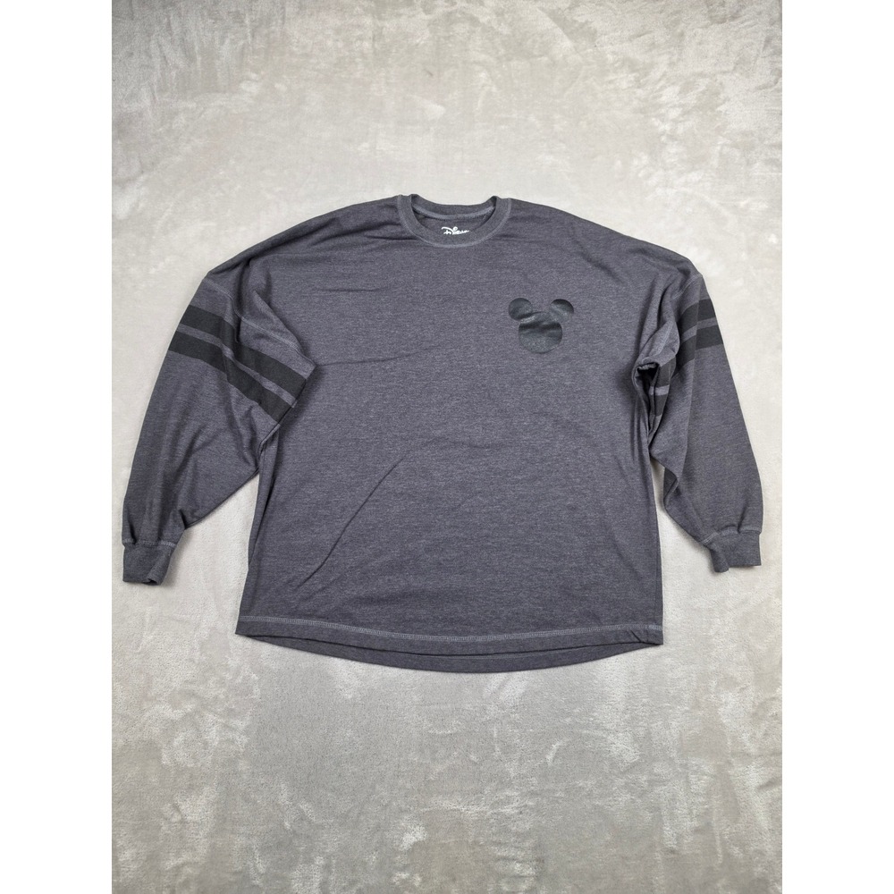 Disney Jersey Mens Large Gray Mickey Mouse Long Sleeve Graphic T-Shirt